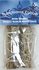 Turquoise Cloud - Mini 4" Wands, Desert Blue + White Sage