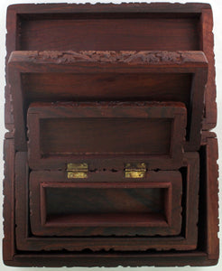 Rosewood Kashmiri Carved Nesting Box Set