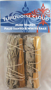Turquoise Cloud - Mini 4" Wands, White Sage + Palo Santo