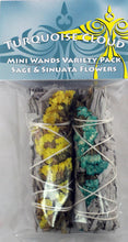 Turquoise Cloud - Mini 4" Wands, White Sage + Sinuata Flower Variety