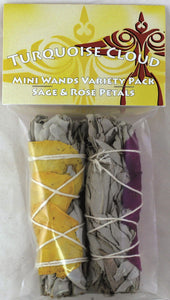 Mini 4" Wands - White Sage + Rose Petal Variety