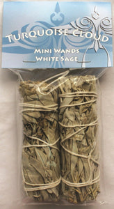 Turquoise Cloud - Mini 4" Wands, White Sage