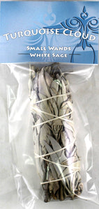 Turquoise Cloud - White Sage Wand, Small 5"-6"
