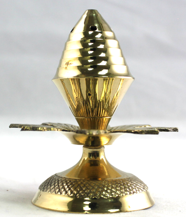 Small Brass Lotus Beehive Pedestal
